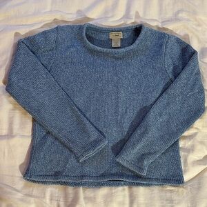 Vintage L.L. Bean Heathered Blue Crew Neck Sweater